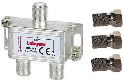 Labgear Tv Aerial & Satellite Signal F Type Combiner Splitter + 3 X F Plugs • £6.90