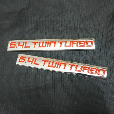 $14.99 • Buy 2PCS Chrome Red 6.4L TWIN TURBO Metal Emblem Badge Decal Sticker Sedan Motors V8