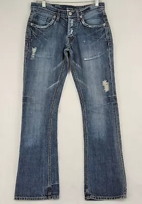 J & Company Women Jeans Size 30 Blue Bootcut Low Rise Distressed Embroidered • $17.09