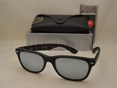 Ray Ban NEW WAYFARER (RB2132-622/30 55) Rubber Black W/ Green Mirror Silver Lens • $141