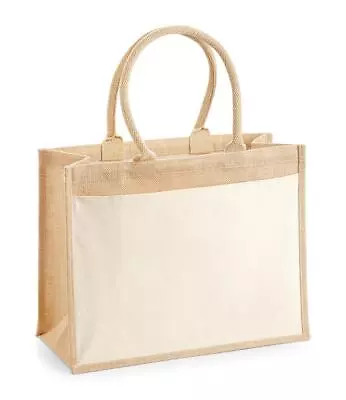 Westford Mill Cotton Canvas Pocket Jute Shopper Bag • £5.99