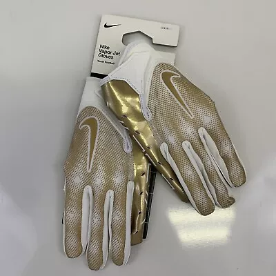 Nike Vapor Jet 7.0 Football Gloves White Gold Size Large Youth Unisex • $29.99