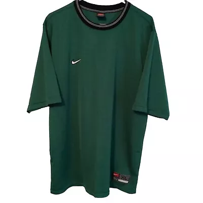 Vintage 90s Nike TShirt Mens XLARGE Green Crew Neck Swoosh Nike Team Jersey • $14