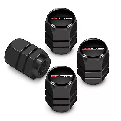 Chevrolet Corvette C7 Z06 Black On Black Hexagon Aluminum Tire Valve Caps • $23.95