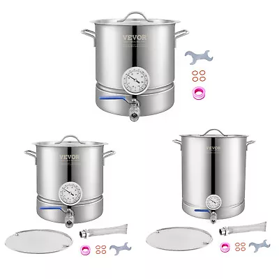 VEVOR Stainless Steel Home Brew Kettle Set 5/16 Gal Beer Stock Pot • £71.39