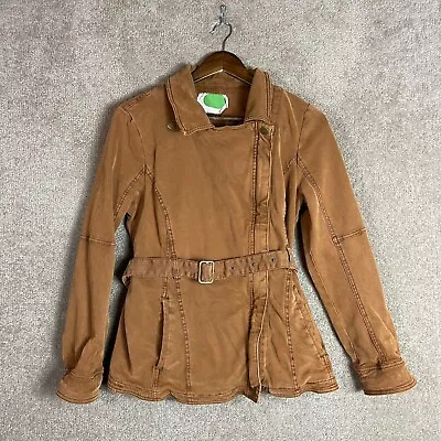 Anthropologie Everyday Moto Jacket Womenas Small Cognac Asymmetrical Zip Belte • $39.99