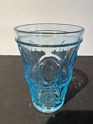 Vintage Turquoise Juice Glass Thumbprint 8 Oz Unbranded MCM Replacement Single • $12