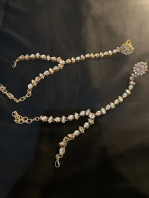 £98.23 • Buy Indian Pakistani 2 Piece Mehndi Kundan Bracelets With Ring, Wedding Jewelry