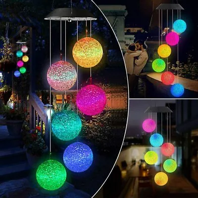 Color-Changing LED Ball Solar Wind Chimes Yard Home Garden Patio Decor Lights • $13.49
