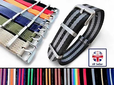 Nylon NATO Watch Strap Band Thick Heavy Duty Military Army One Piece 20mm  22mm • £6.95