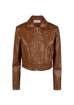 Michael Kors Astor Studded Faux Leather Moto Jacket MSRP $595 6C 2150 • $120.96