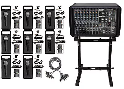 Mackie PPM1008 8 Channel 1600 Watt Powered Mixer 32 Bit FX+Snake Cable+(8) Mics • $1103.95