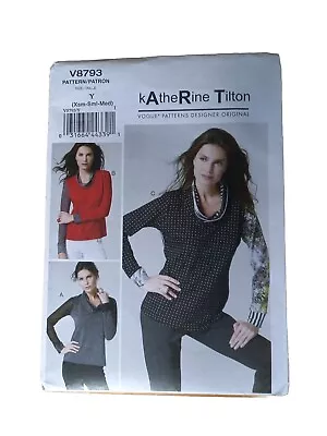 Vogue Sewing Pattern 8793 Knit Top Collar Zip Detail Xsm-Sm-Med Ladies Tilton • £6.50