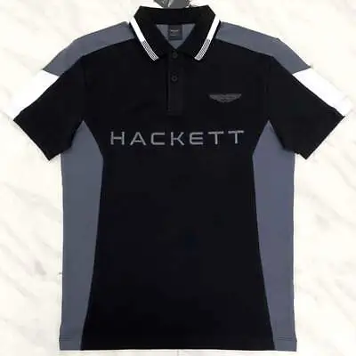 Hackett AMR Multi Wings HM5632369ED Black / White Mens Polo Shirt • £34.99