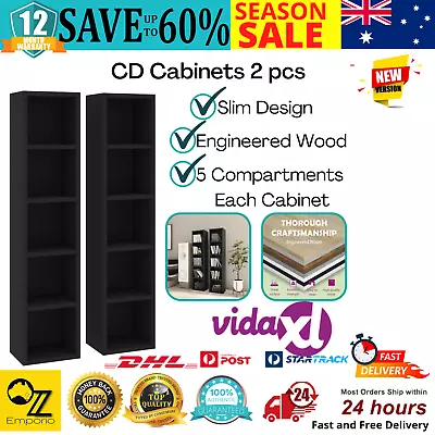 CD Cabinet 2 Pcs Tower Rack Storage DVD Media Open Shelf Display Organizer Slim • $125.24