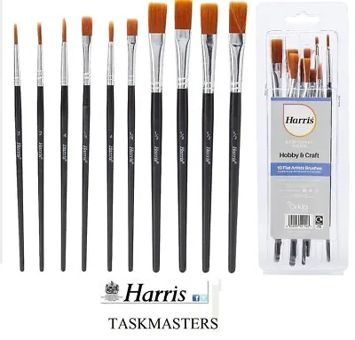 10 Harris Artists Paint Brushes Set Taskmaster Fine Paintwork Art Craft Hobbies • £4.29