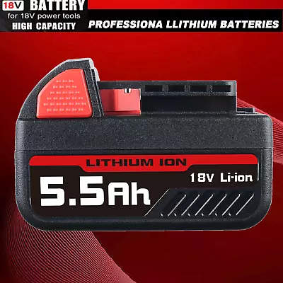 M18 For Milwaukee M18 M18B5 5.5Ah 18V Li-ion Battery Pack 48-11-1860 48-11-1850 • £19.92