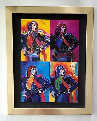 Peter Max + Mick Jagger + 1999 Signed Print  + New Golden Frame • $119