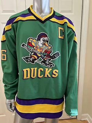 Custom Mighty Ducks Charlie Conway 96 Hockey Jersey Stitched Green Mens Size 2XL • $74.99