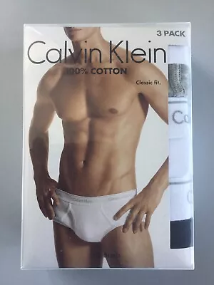 Calvin Klein Briefs Cotton Classics (Grey White Black) (Men's UK - Size M) • £35