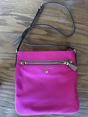 Michael Kors Crossbody Nylon Kelsey Hot Pink MSRP $78 Euc • $60