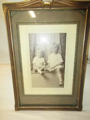 Antique~ FRAME~ UNIQUELY STYLED Hand Painted Matting~ Old Picture Children • $375