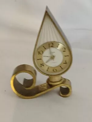 Vintage Brass Swiza 8 Day Swiss Flame Desk Alarm Clock Working Well A18 • $12.62