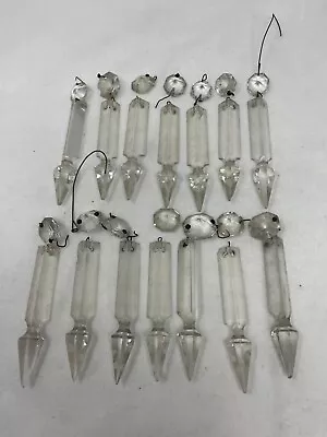 Lot Of 14 Vtg Spear Triangle Clear Crystal Prisms 4.25  Chandelier/lamp Restor • $34.99