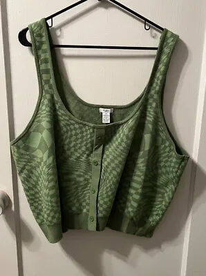 Rue Plus Size 4X Green Sweater Tank Vest Top Checker Print • $12