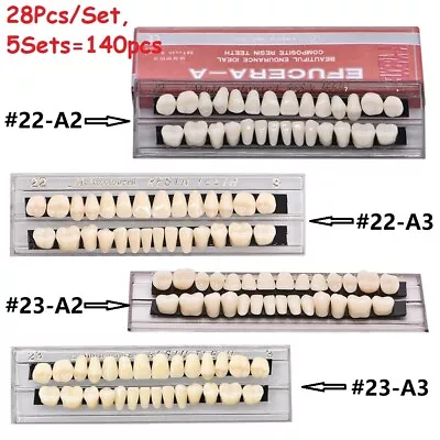5 Sets Acrylic Resin Denture Shade A2 A3 Dental Full Set False Teeth Upper Lower • $11.85