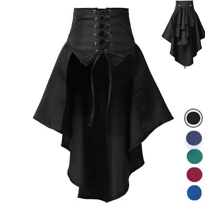 Gothic Women's Skirt Steampunk Ruffles Pleated A-Line Skirt Corset Lace-up Skirt • $19.79