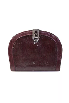 Fendi Womens FF Clasp Zucca Print Dome Bi Fold Vintage Wallet Deep Red Leather L • $19.99