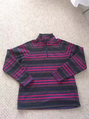 Cotton Traders Fleece Pullover Sweater Jumper Striped 1/4 Zip Size Large • £9.99