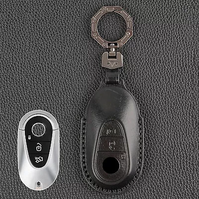 Genuine Leather 2 Button Key Cover Case Shell Holder For Benz S480 S580 GLE GLS • $16.49