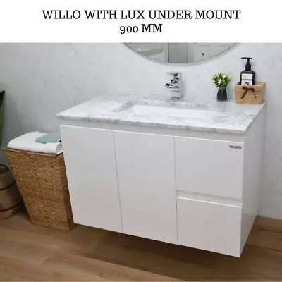 Bathroom Vanity Unit 900 MM Wall Hung Natural Marble Top Ceramic Basin Melbourne • $950