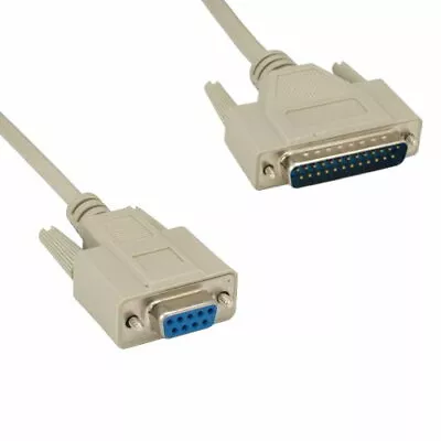 1' DB9 9Pin Female To DB25 25Pin Male AT Modem Cable 28AWG Serial RS232 Shielded • $7.71