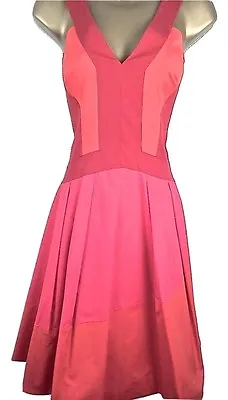 $112.49 • Buy Karen Millen Full Skirt Skater Dress Red Pink Orange Ladies UK Sizes 6 8 10 12