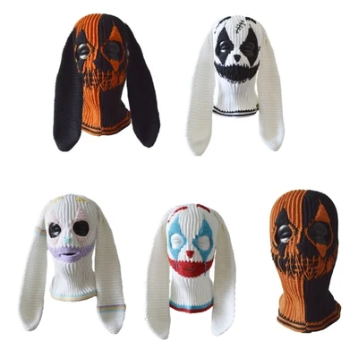 £16.62 • Buy Novelty BunnyEar Hat Knit Balaclava Clown Hat Women Outdoor Skiing Hiking Hat