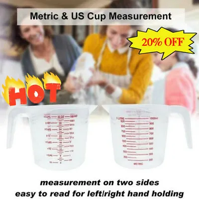 Plastic Measuring Cup Jug Pour Spout Kitchen Supplies Hot Tools BEST • £2.14