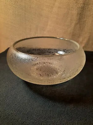 Clear Textured Glass Vase / Floating Candle Bowl Centerpiece 8.25  Diameter • $8