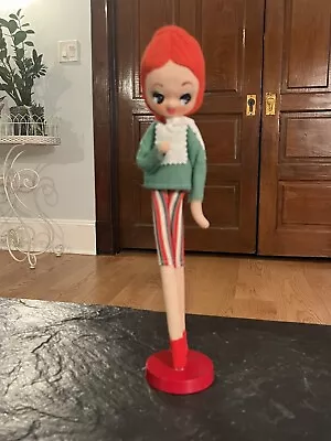 Mid Century Pixie Doll On Stand. 14”. Excellent Condition. • $25