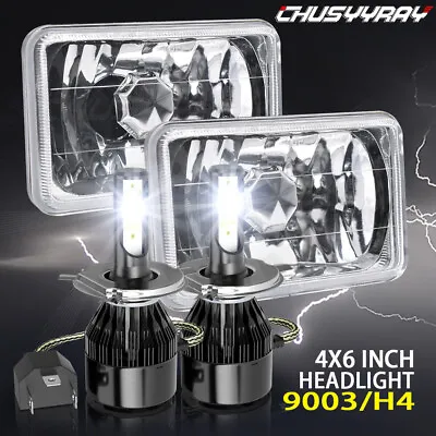 4  X 6  Chrome Clear Diamond Cut Seal Beam Headlights Conversion Kit + H4 Bulbs • $149.99