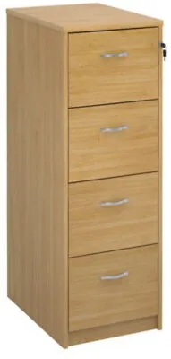 Wooden 4 Drawer Filing Cabinet With Silver Handles 1360mm High - Oak • £289.51