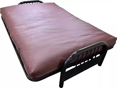 Full Size Burgundy Leather Vinyl Futon Cover Mattress Slipcovers Encasement • $78