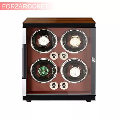 Automatic Watch Winder For 4 Watches Watch Display Storage Box Wallnut Color • $230