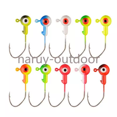 25/50 Pack 1/16 1/8 1/6 Oz Jig Heads Fishing Hooks Jigs Bass Crappie Trout • $8.63