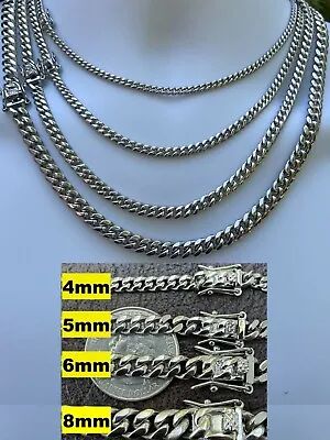 Miami Cuban Link Chain Necklace / Bracelet Stainless Steel Mens Ladies Box Lock • $24.47