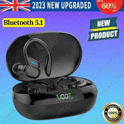 Wireless Headphones Bluetooth 5.1 Ear Hook Noise Cancelling Earphones UK • £15.90