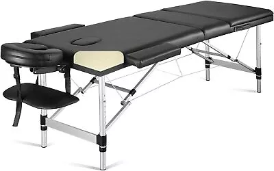 Portable Massage Table Professional Massage Bed 3 Fold 82 Inch Height Adjustable • $102.29