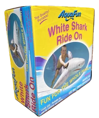 Inflatable White Shark Rider Pool Toy Float - 185cm Ride On Great White Shark • $24.95